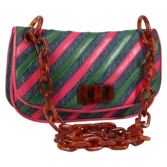 PRADA Shoulder Bag Denim Blue Auth 140894V - Picture 1 of 16